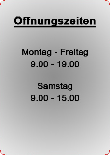 Öffnungszeiten
REWE - Center
Montag-Samstag:
9.00-20.00
Niederkassel - Zentrum
Köln-Porz-Urbach
Montag-Freitag
9.00-19.00
Samstag
9.00-15.00